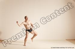 Underwear Gymnastic poses Man White Slim Bald Dancing Dynamic poses Academic